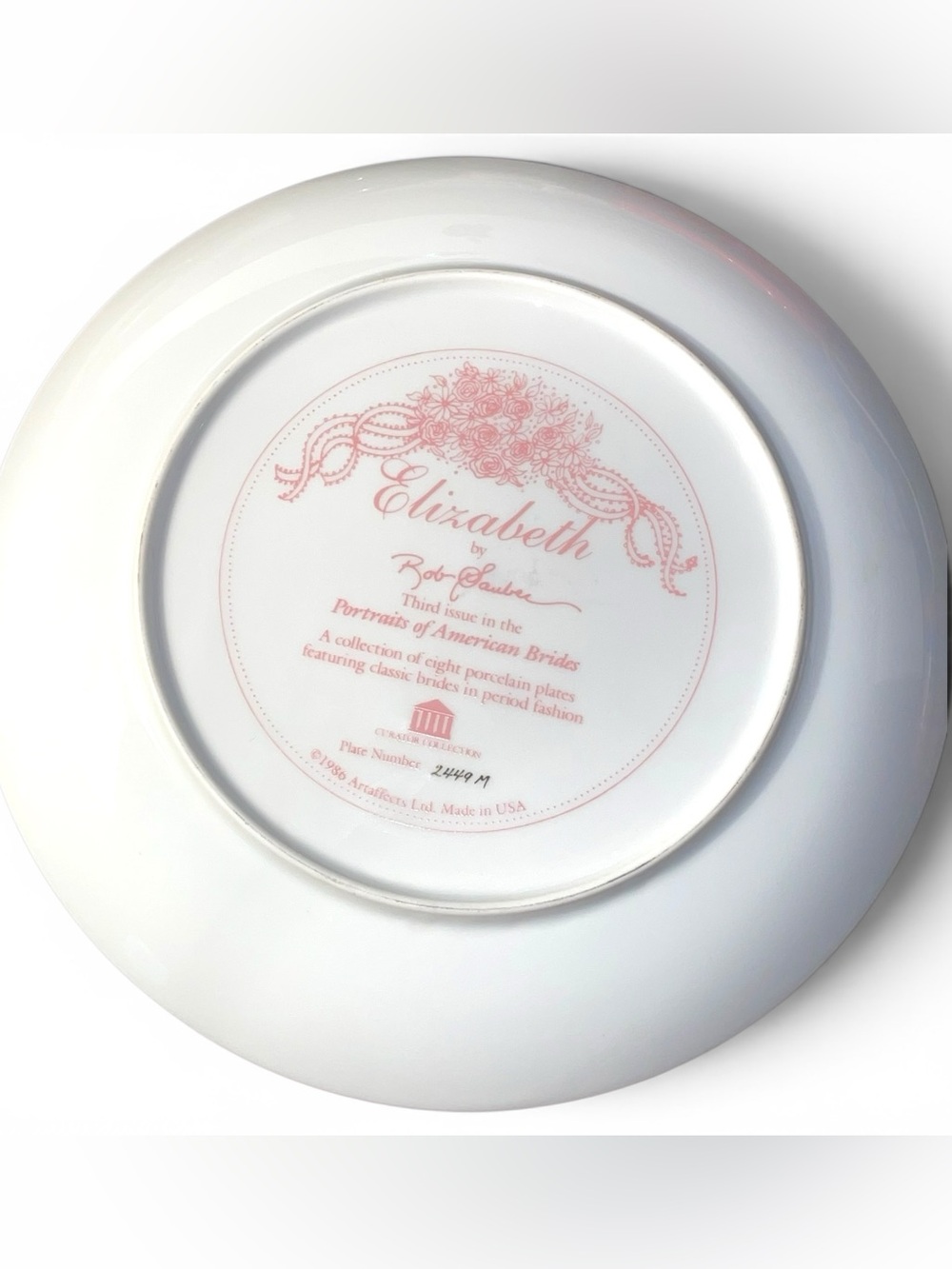 Elizabeth Bob Guge Collectible Bridal Plate #2449M Vintage 1986 - Picture 3 of 7